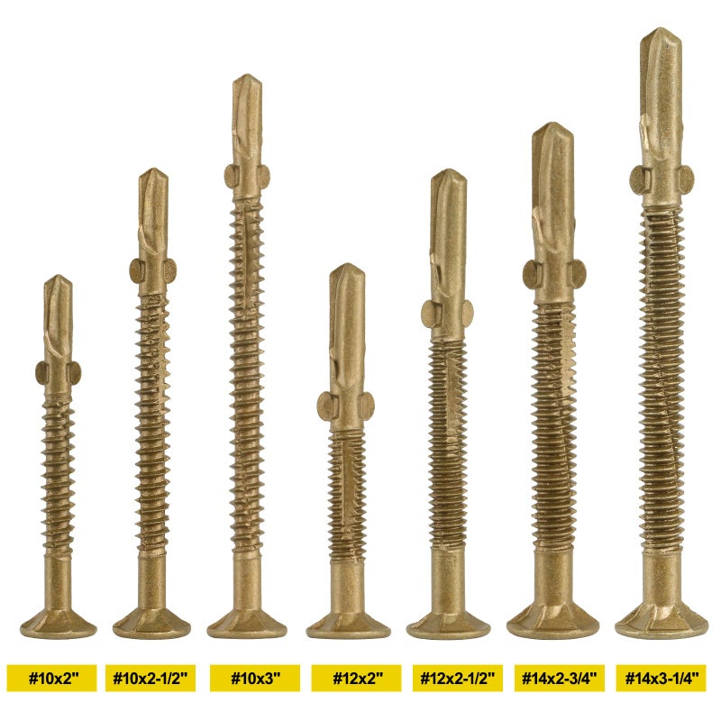 FMhotu #14 x 3-1/4"" Trailer Deck Screws, Self-Tapping Sheet Wood Metal Screw, 161Pcs T25 Star Bits Reamer Tek Screws for Trailers, for Attaching Wood to Steel - Image 5